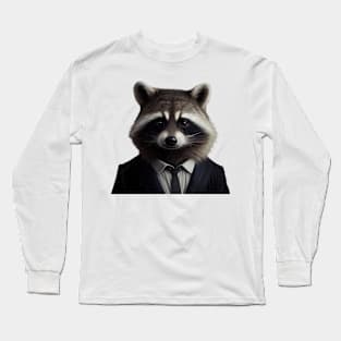 racoon in a suite Long Sleeve T-Shirt
